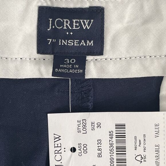 NEW J Crew Shorts Men's Size 30 Blue 7 Inch Inseam Flat Front Chino MSRP $69.50 - Picture 5 of 13